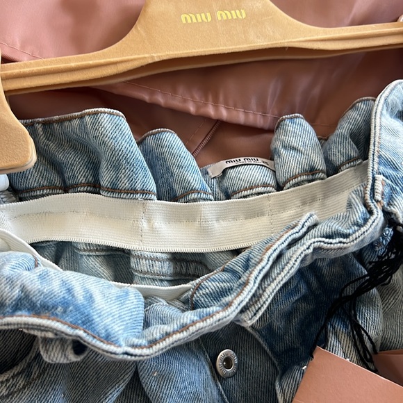 100% AUTHENTIC MIU MIU EMBELLISHED WIDE-LEG JEANS - Picture 7 of 10